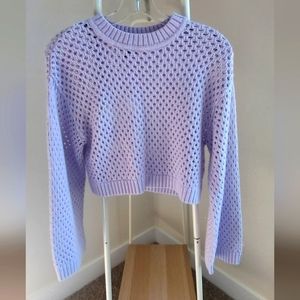 H&M Divided Pale Purple Fishnet Crochet Sweater Women's XS